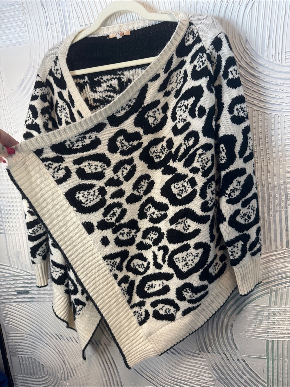 36 Point 5 Black & Cream Leopard-Print Open Cardigan N0689 - Picture 2 of 7